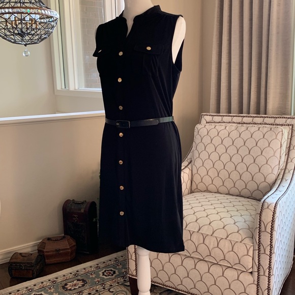 Michael Kors Black Military Style Snap Up Dress - Picture 3 of 8